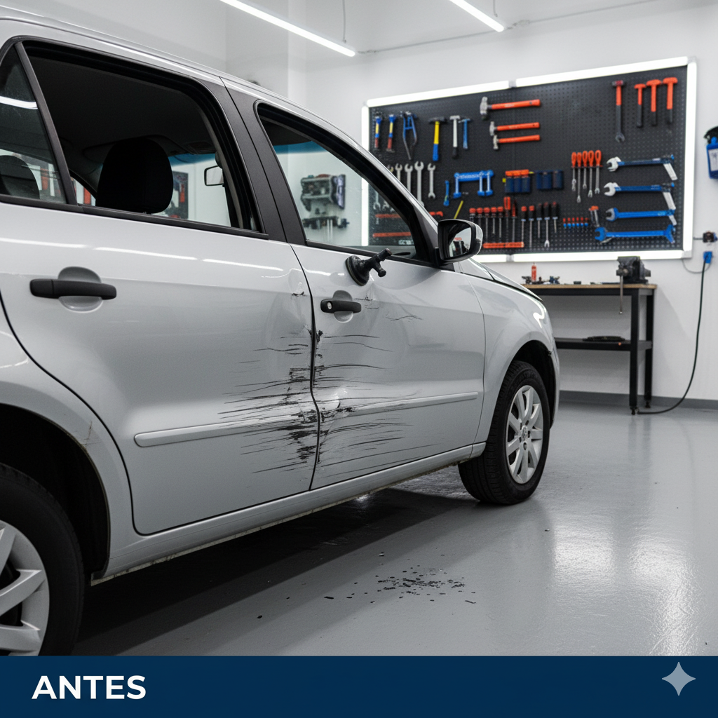 Carro moderno com danos - ANTES